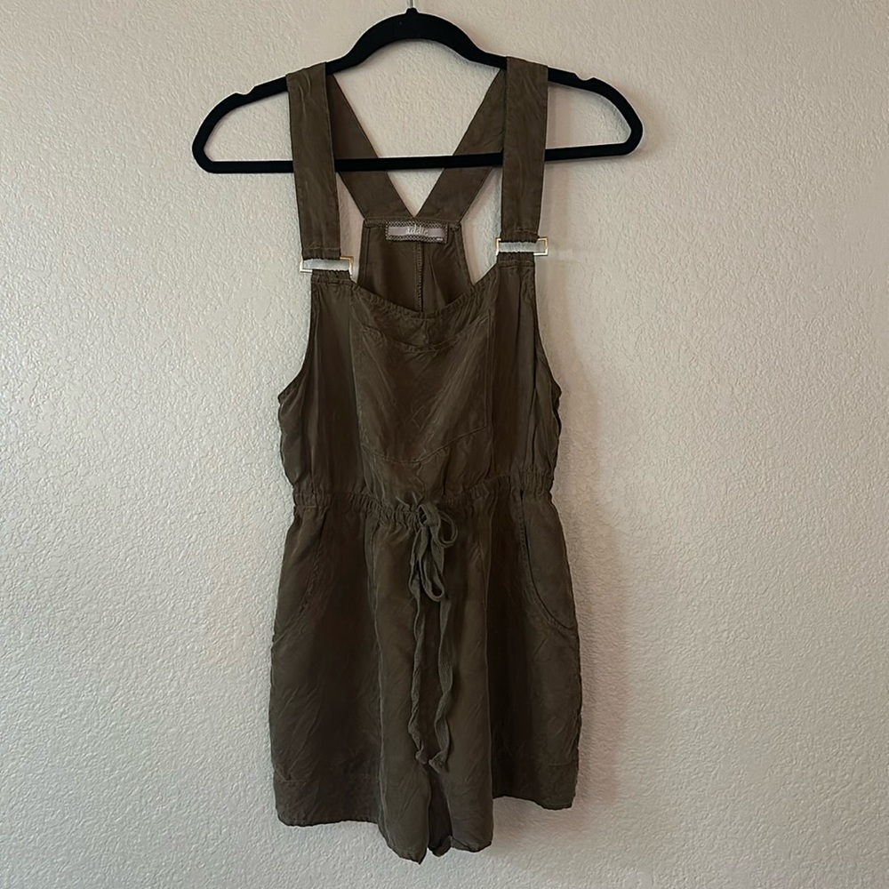 Charming Charlie Addie Small Olive Green Shorts Overalls